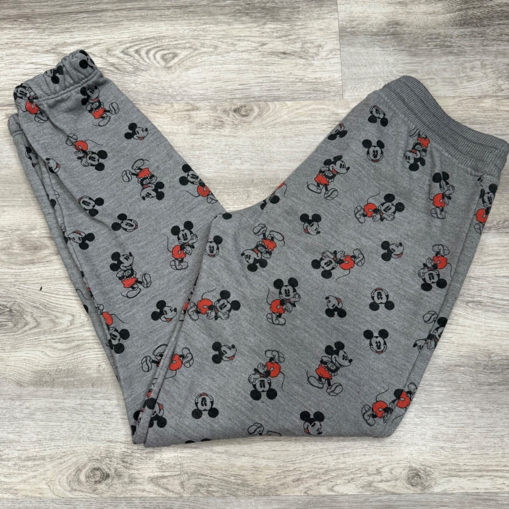 Disney Mickey Mouse Jogger Pants Kids Gray All Over Print Size S